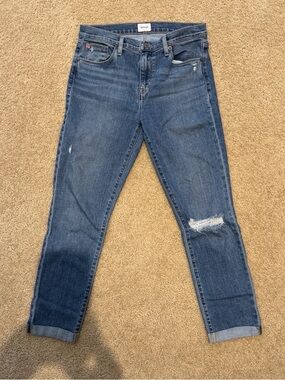 Hudson Jeans Women's Boyfriend Jeans - Medium Blue with Distressed Knee